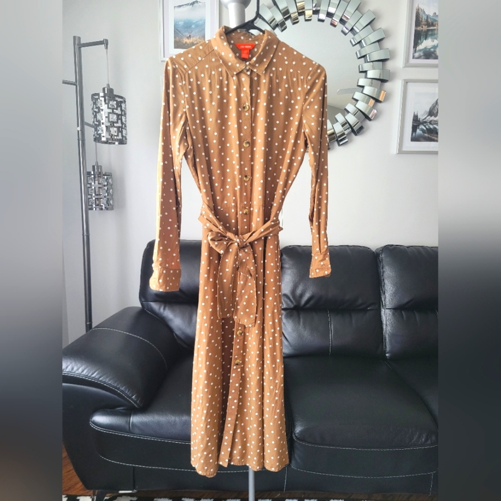 Brown Polka Dot Midi/Maxi Dress Size Small